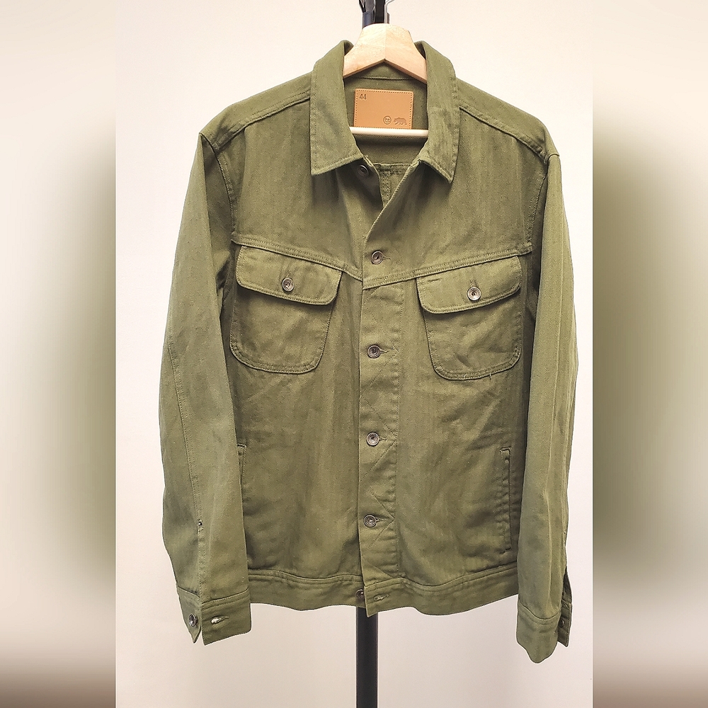 Taylor Stitch Long Haul Jacket in Olive Herringbone (sz 44 - XL)